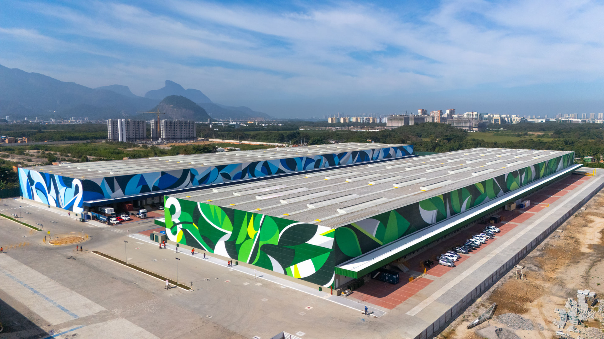 Vista aérea do condomínio logístico GB com segurança e controle de acesso